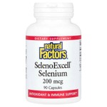 Natural Factors, SelenoExcell, селен, 200 мкг, 90 капсул