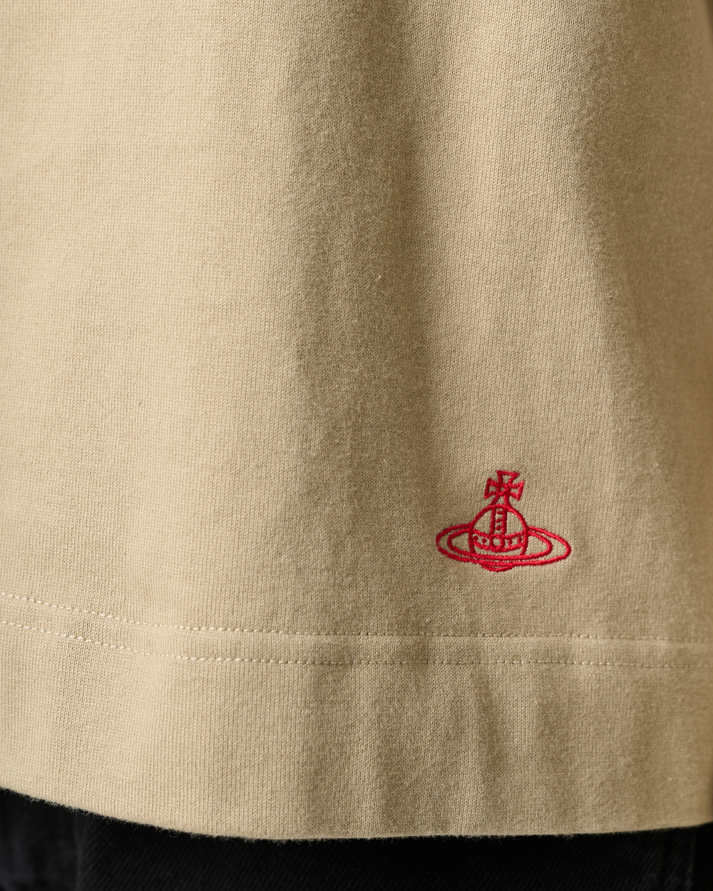 VIVIENNE WESTWOOD RED LABEL ЛОНГСЛИВ БЕЖЕВЫЙ С ВЫШИВКОЙ С ОБЪЕМНЫМИ РУКАВАМИ