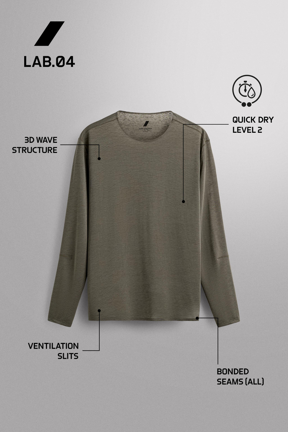 ЛЕГКАЯ ФУТБОЛКА ДЛЯ БЕГА ИЗ РЕЛЬЕФНОЙ ТКАНИ — ZARA · 4387/300