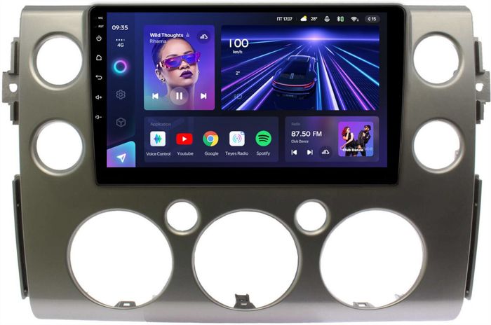 Магнитола для Toyota FJ Cruiser 2005-2022 (рамка серая) - Teyes CC3 монитор 9" QLED на Android 10, Быстрая, CarPlay, 4G SIM-слот