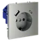Розетка с заземлением и защитными шторками, с USB, A+С Voltum S70 Сталь VLS040505
