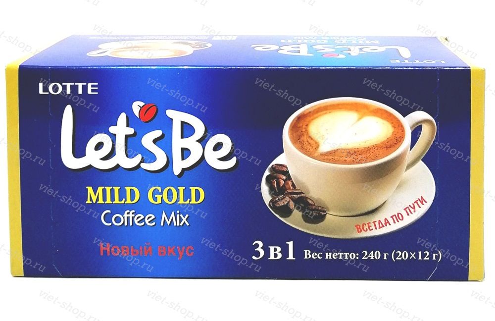 Растворимый кофе Let's Be Mild Gold Coffee Mix, Lotte, Корея, 20 пак.
