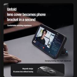 Текстурный чехол от Nillkin с металлической откидной крышкой на iPhone 15 Pro, серия Textured Prop Magnetic (с поддержкой магнитной беспроводной зарядки MagSafe)