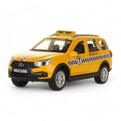 Модель ин. мет. "Lada Granta Cross 2019 такси" 12см, свет-звук, желтый,в коробка (Технопарк)
