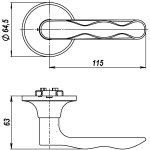 Ручка защелка DK624 CP-ET (6024 CP-E) (кл./фик.) хром