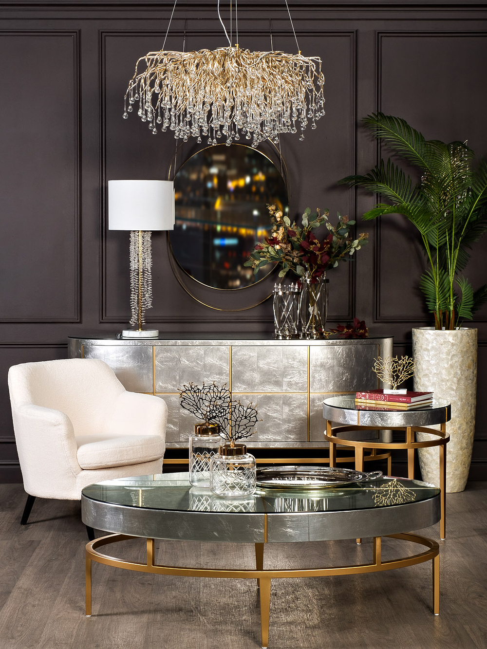 Стол журнальный Garda Decor Футуро (Futuro) серебристый d61*61 см