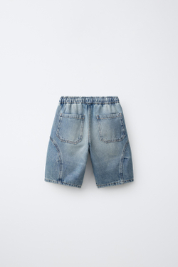 ZARA ДЖИНСОВЫЕ ШОРТЫ BARREL, СИНИЙ