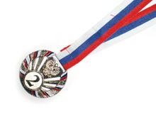 Медаль с лентой "Россия" 2 место (СЕРЕБРО). Диаметр 6,5 см: 1804-2