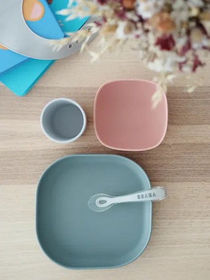 Набор посуды Beaba Coffrey Repas Silicone Euctalyptus