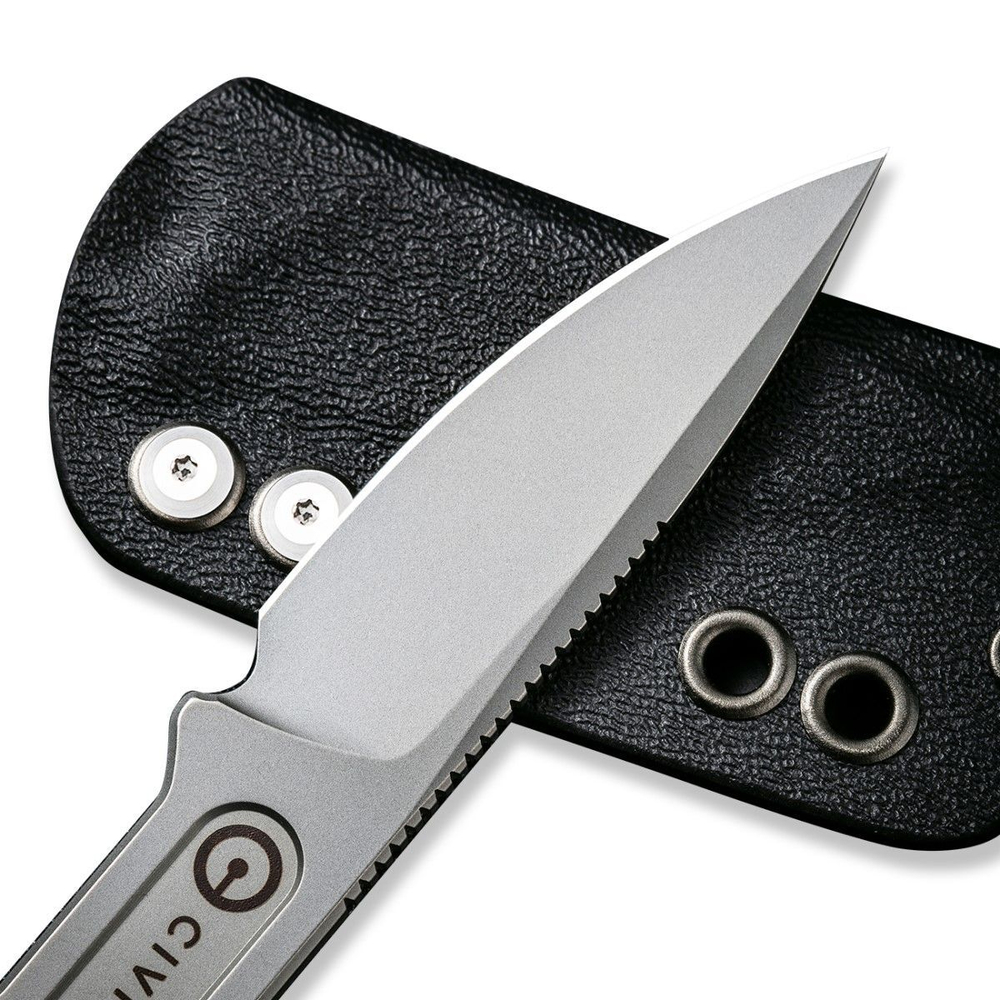 Нож туристический CIVIVI Fixed Blade Circulus сталь 10Cr15CoMoV, рукоять из нержавеющей стали с каменной отделкой чёрная