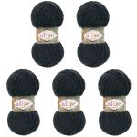 Пряжа Alize (Ализе) Softy Plus / уп.5 мот. по 100 г, 120м, 060 черный A