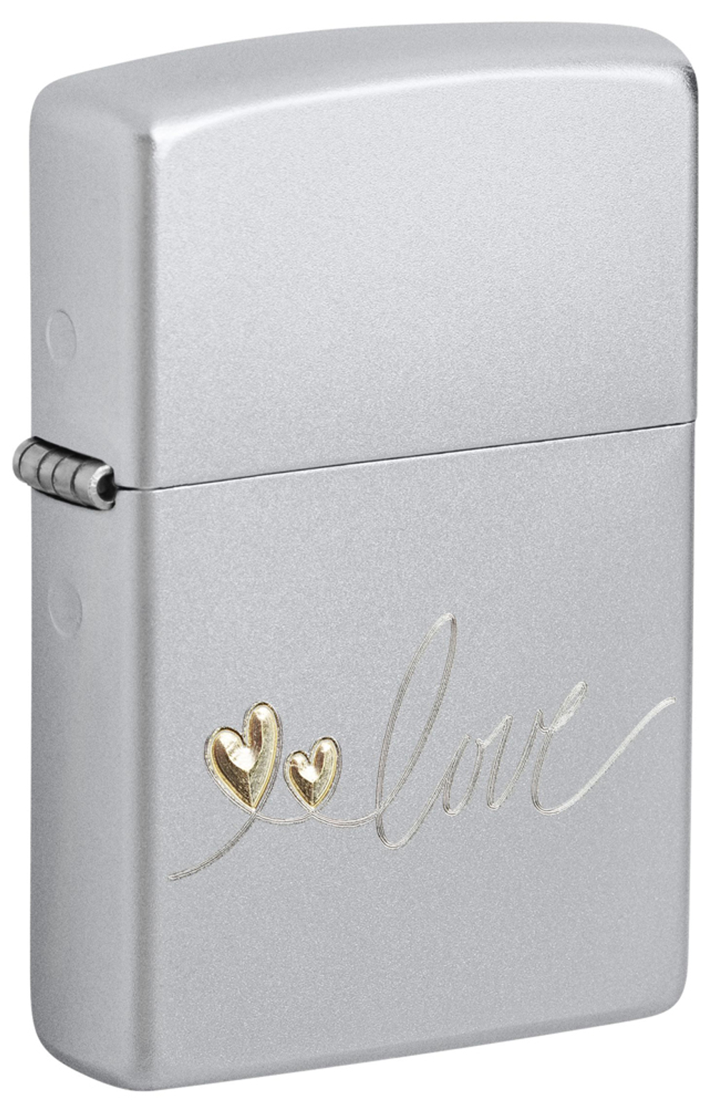Зажигалка Zippo Love Design с покрытием Satin Chrome, латунь/сталь, серебристая, 38x13x57 мм