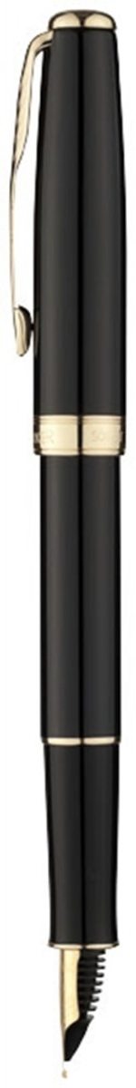Перьевая ручка и чехол из кожи Parker Sonnet F530, цвет: LaqBlack GT, перо: F, перо: золото 18К