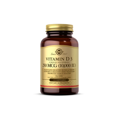 Solgar, Vitamin D3 (Cholecalciferol) 250 mcg (10000 IU), 120 Softgels | Vitamin D3 (xolekalsiferol) 250 mkg, 120 kapsula