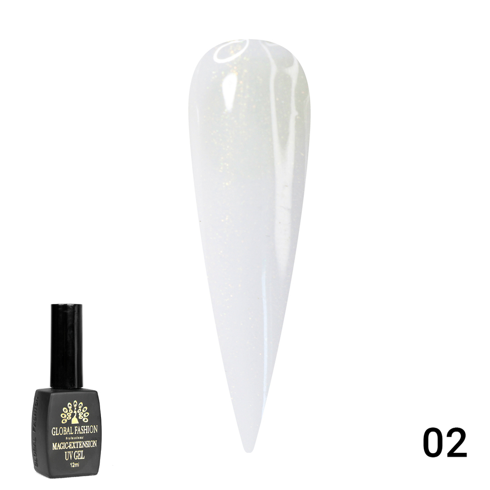 Гель Global Fashion с шиммером Magic-Extension белый, 12 мл № 2