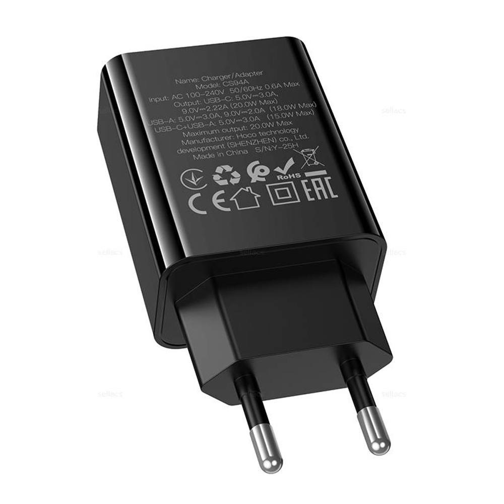 Зарядное устройство Hoco CS94A Leader PD20W+QC3.0 (черный)