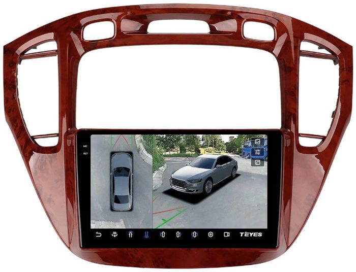 Магнитола для Toyota Highlander 1 XU20 / Kluger / 2000-2007 - Teyes CC3-2K-360 монитор 9.5" 2K QLED на Android 10, Быстрая, CarPlay, 4G SIM-слот, 4 камеры в комплекте