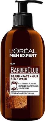 Средство для умывания 3-в-1 для бороды, лица и волос Barber Club Short Beard & Face, 200 мл (Франция)