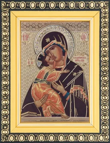 Икона БМ "Владимирская", вид 2, 6х9 в раме 8х11