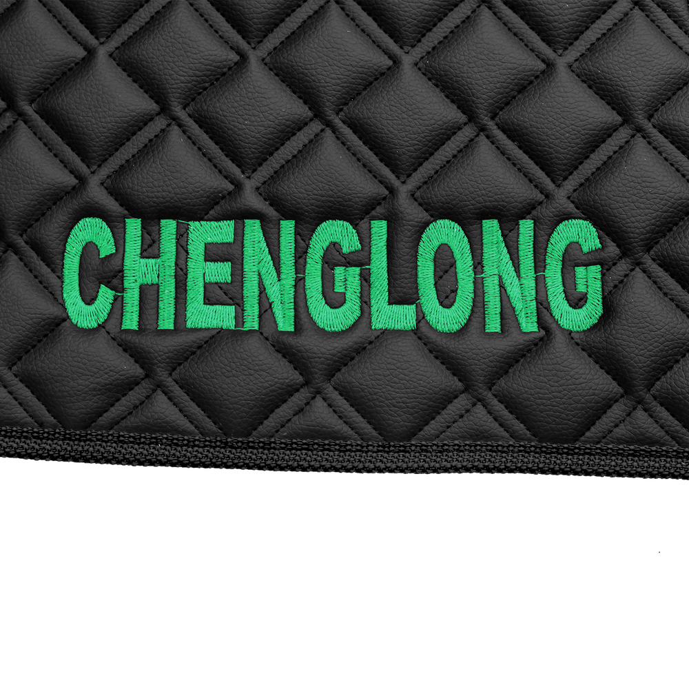 Ковры CHENGLONG (экокожа, черный, черный кант, зеленая вышивка)