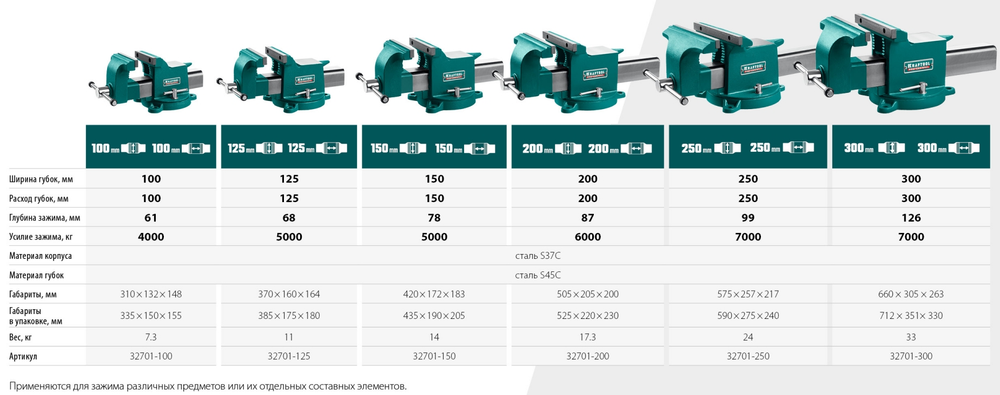 ДЕШЕВЛЕ! Тиски стальные слесарные STEEL 300 мм KRAFTOOL 32701-300