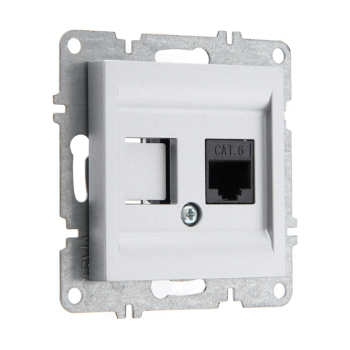 Розетка компьютерная ARVIA Electric, кат. 6, 1 гнездо, металлик 50032000247