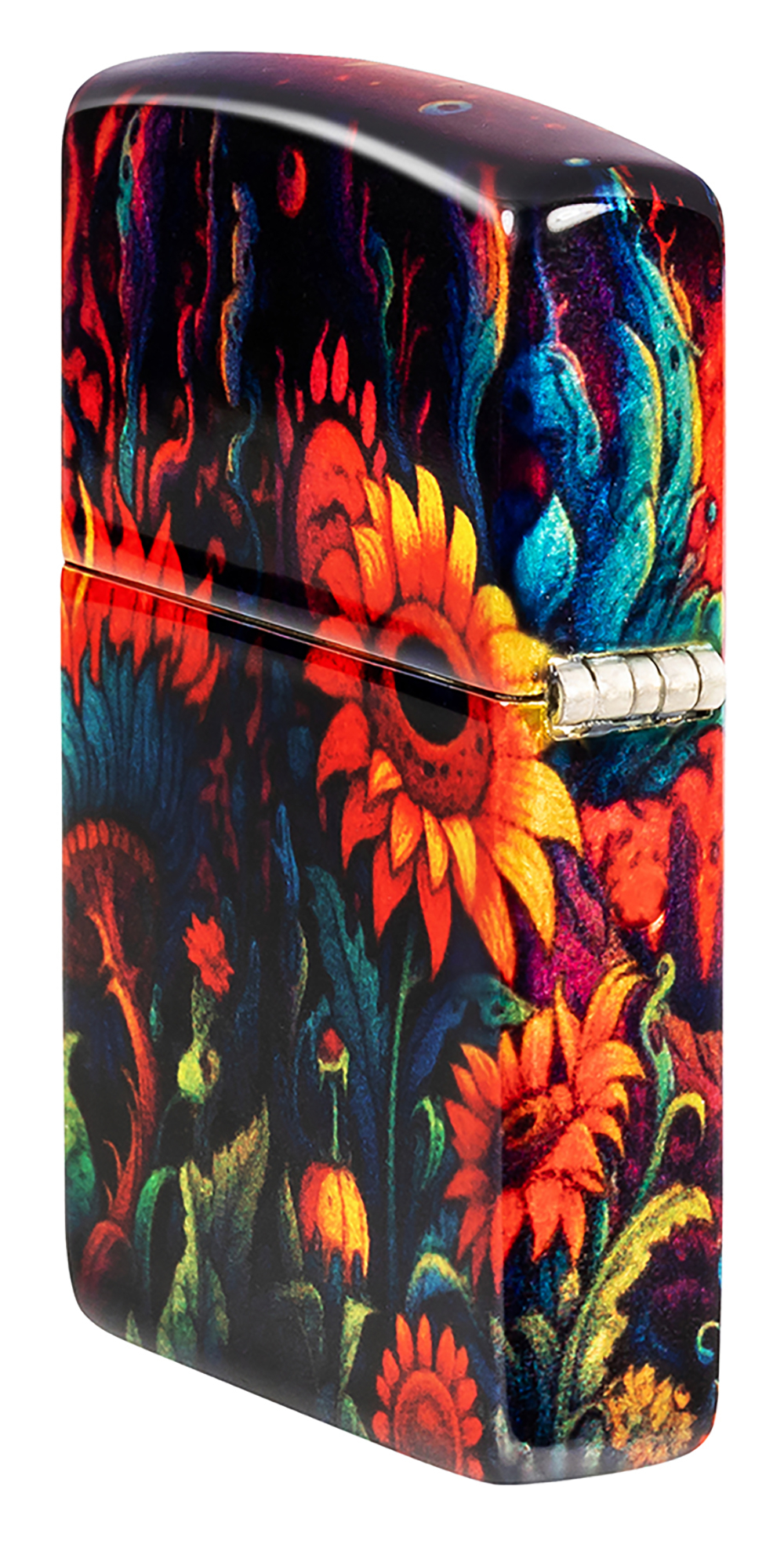 Зажигалка ZIPPO Spooky Sunflower с покрытием 540 Tumbled Brass, латунь/сталь, разноцветная, 38x13x57