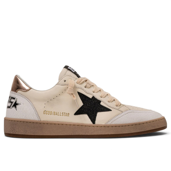 Women's Golden Goose Ball Star with Black Star and Gold Heel Tab