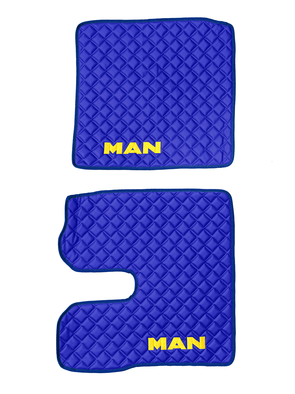 Ковры MAN TGX (автомат, механика) (экокожа, синий, синий кант, желтая вышивка)
