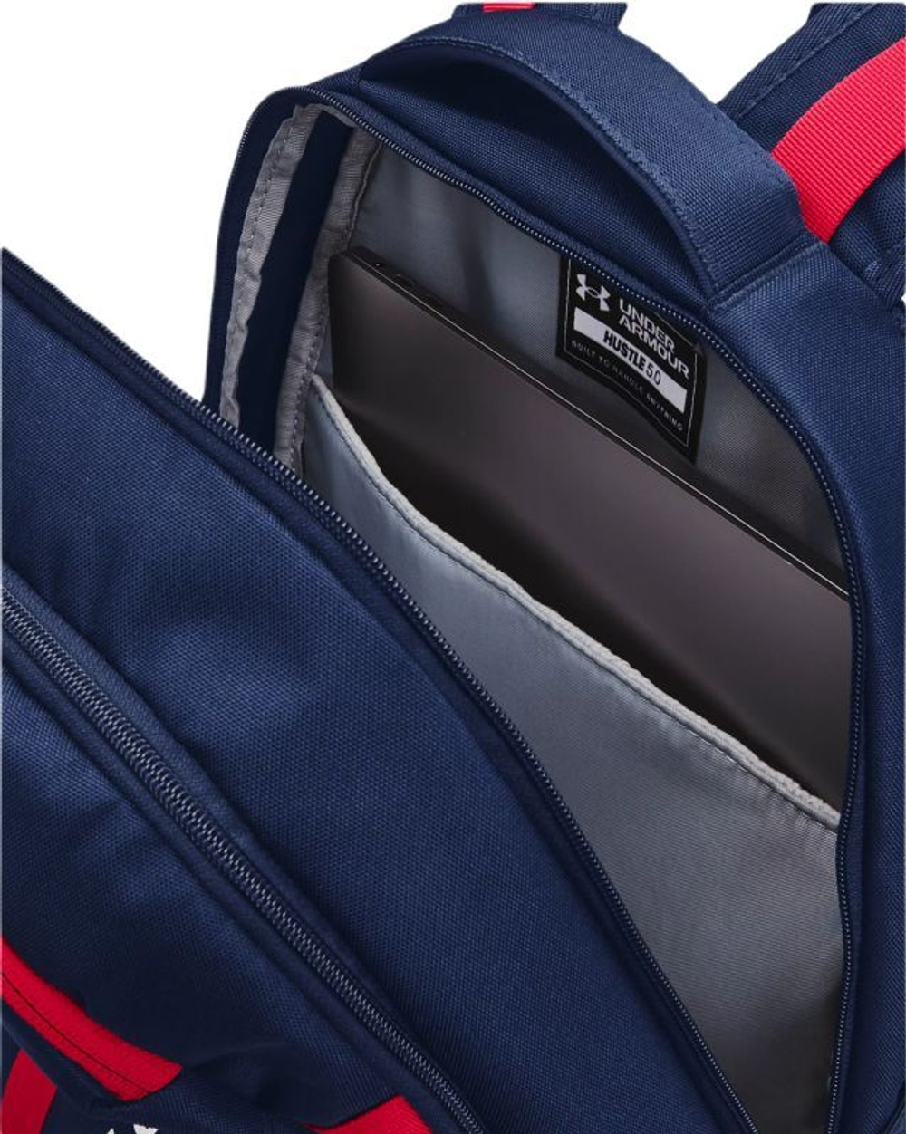 Рюкзак теннисный Under Armour Hustle 5.0 Backpack - academy/red