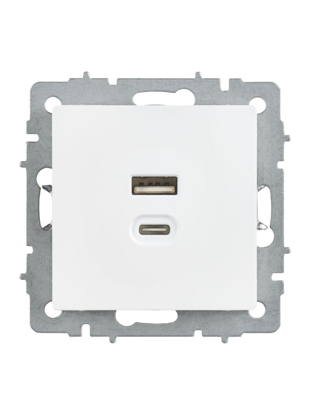 Розетка СП BRITE РЮ11-2-БрАБ USB A+C 45Вт высокоскор. заряд. арктич. бел. IEK BR-U22-045-K91