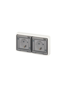 Розетка Эксперт 11-2523-01 2х2P+E гориз. IP55 16А-250В СУ бел. Эра Б0063276