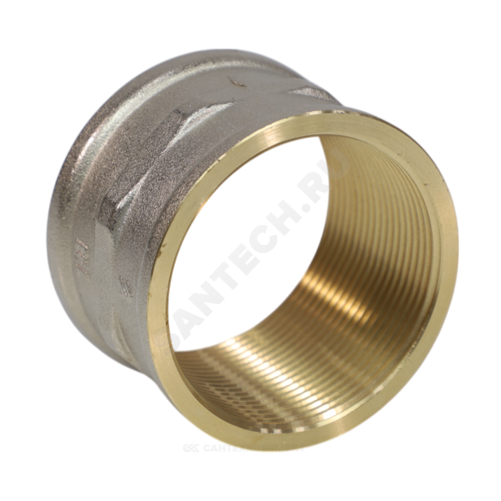 Муфта латунь никель Ду 20 (3/4") ВР/ВР 9018 ГОСТ 32585-2013 Aquasfera 9018-02