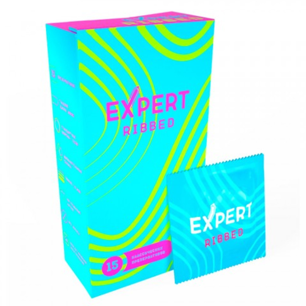 Презервативы EXPERT Ribbed, ребристые, 15 шт