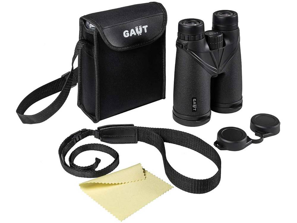 Бинокль GAUT Atlas 12x50 Waterproof, Roof-призмы BK7, IPX6, цвет - чёрный, 760г (8шт./уп.) - фото 2
