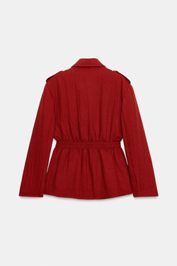 ZARA КУРТКА-САФАРИ С ПОДПЛЕЧНИКАМИ, КРАСНОВАТЫЙ