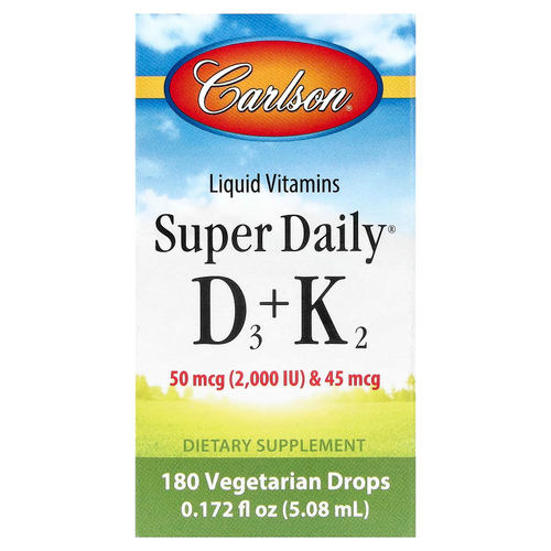 Carlson, Super Daily®, витамин D3 + витамин K2, 5,08 мл (0,172 жидк. унции)