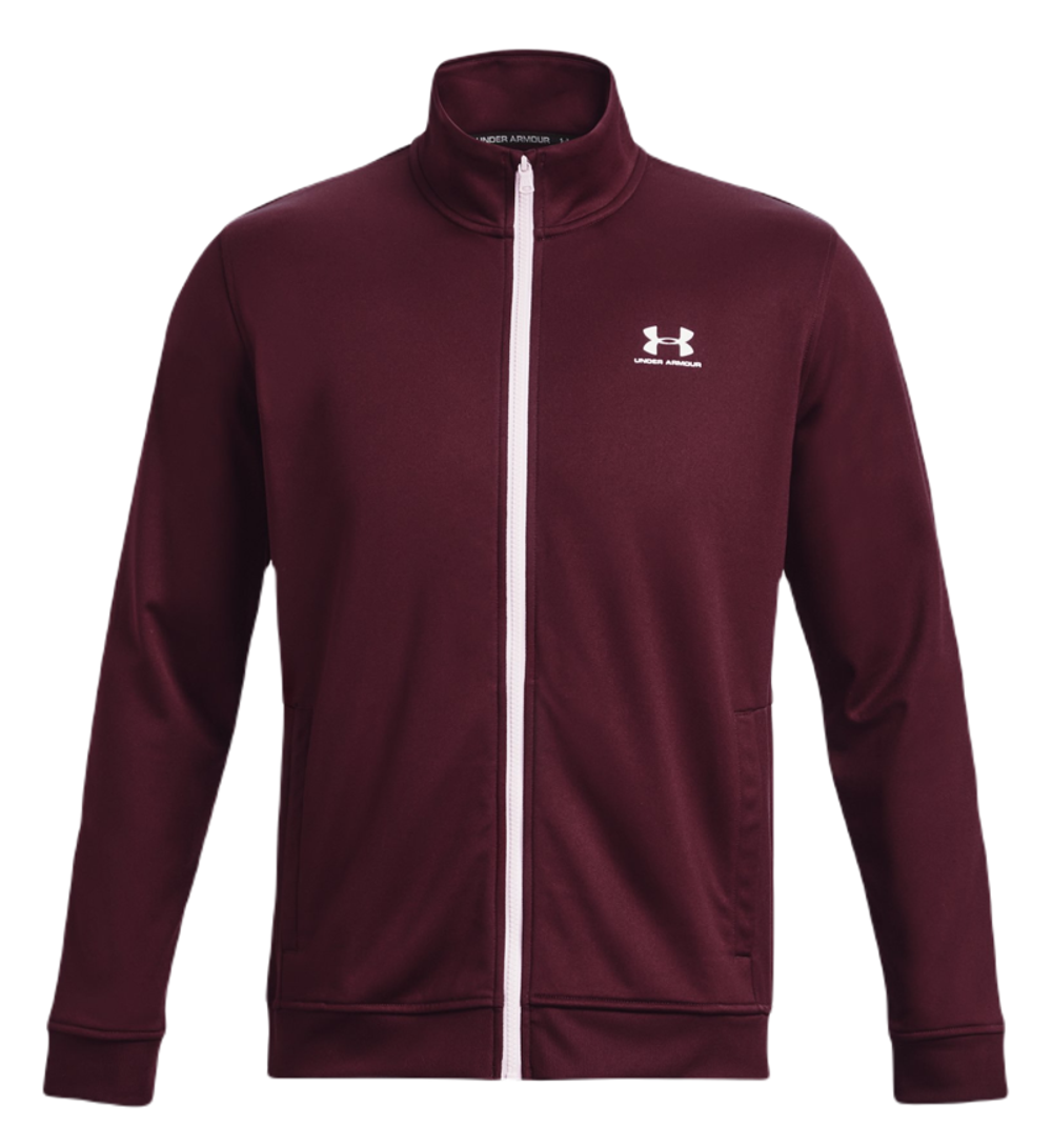 Мужская теннисная кофта Under Armour Sportsyle Tricot Jacket - dark maroon/white