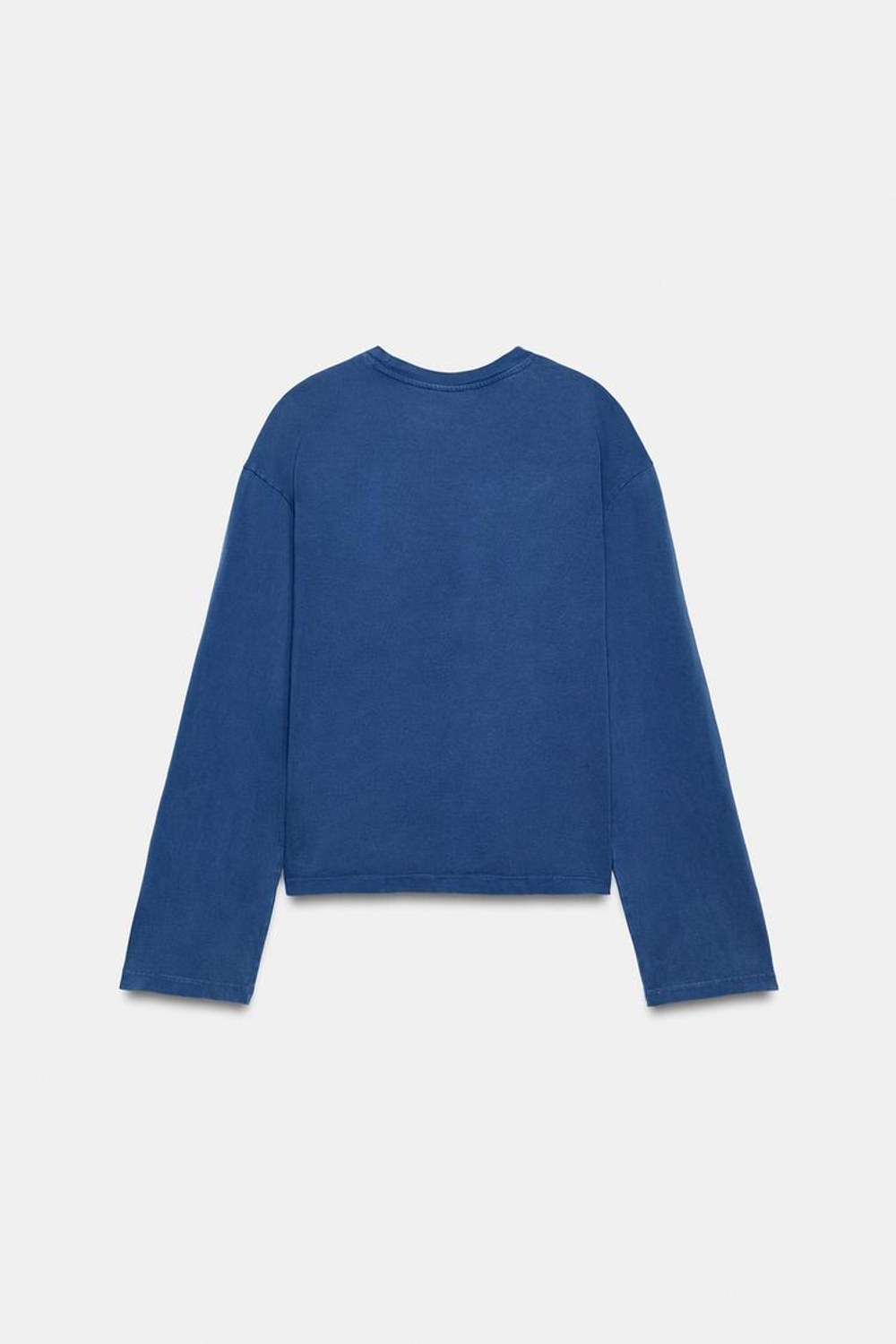 ZARA ФУТБОЛКА С ЭФФЕКТОМ ПОТЕРТОСТИ И НАДПИСЬЮ, СИНИЙ