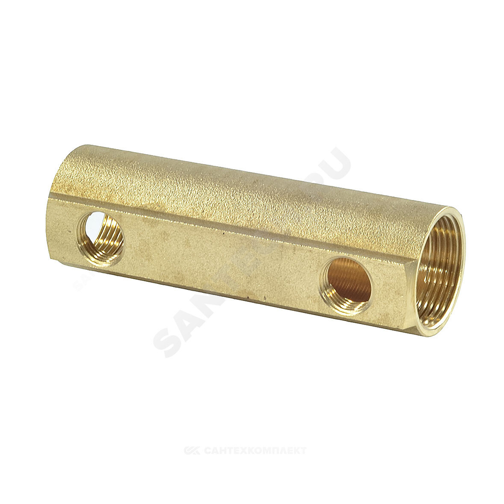 Коллектор латунь 1 1/4" ВР/ВР на 4 вых 1/2" ВР м/о 100мм Апогей 422145 (КЛА3204.100-1-ВР15)