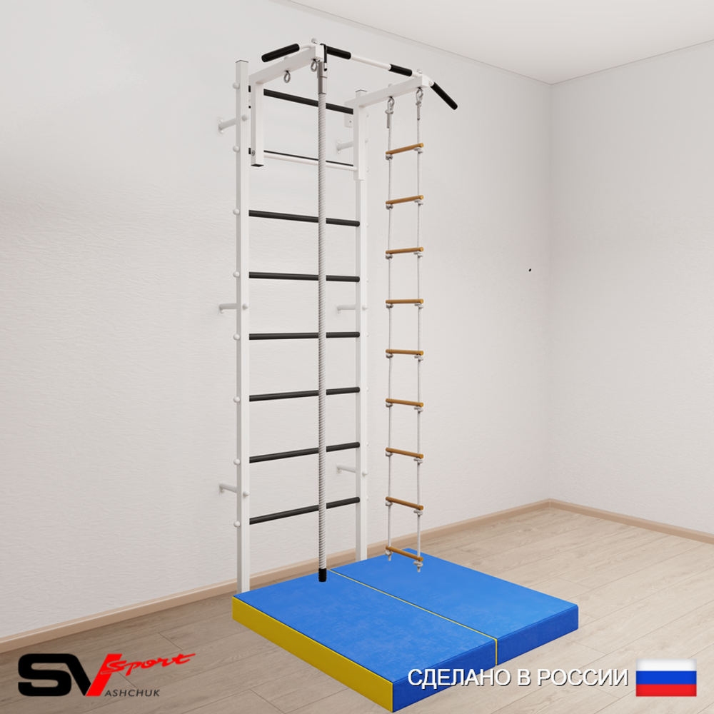 Шведская стенка Sv Sport 5144 (Турник стандарт/Канат/Лестница/Мат 1м)