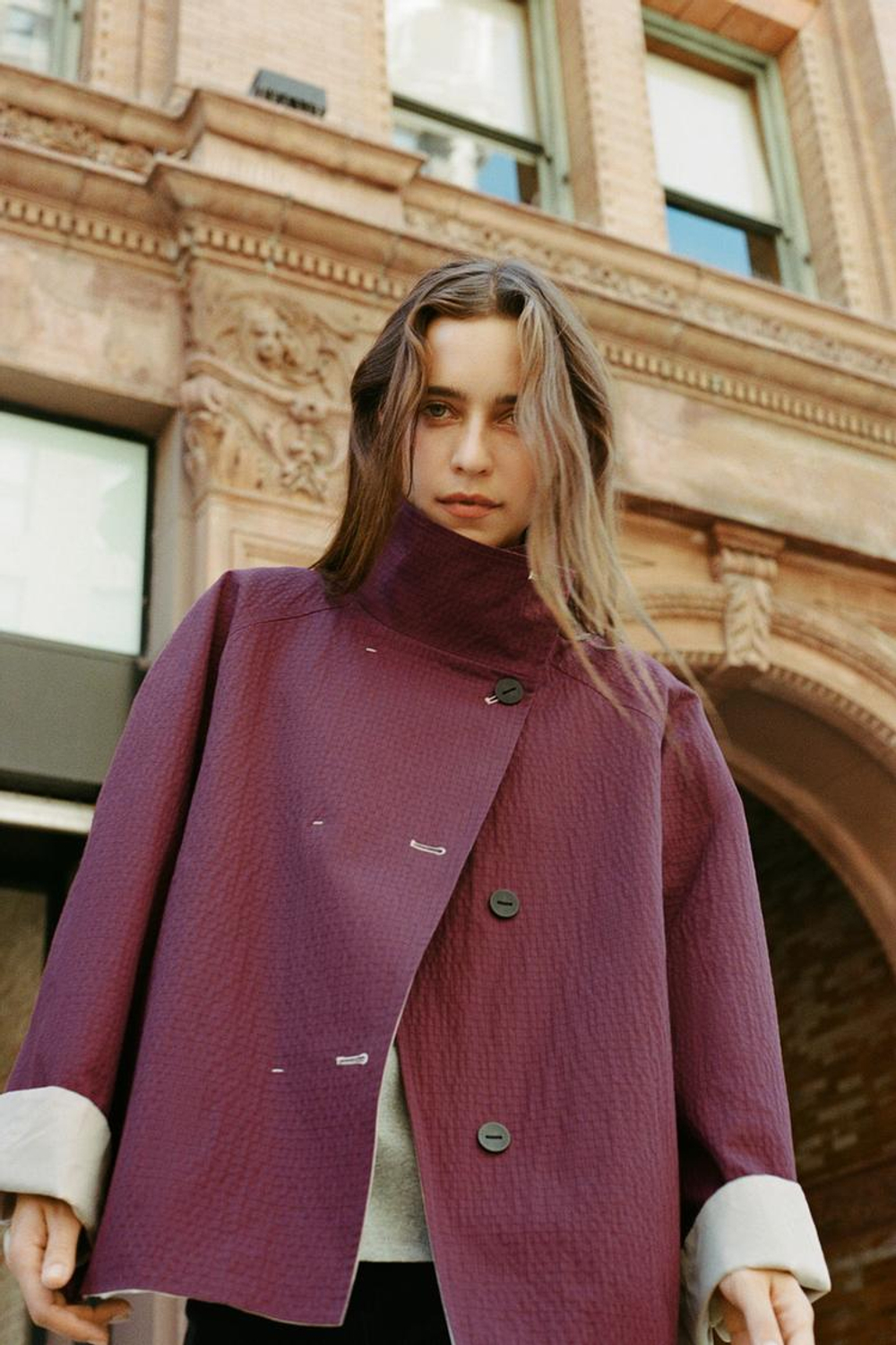 ZARA УКОРОЧЕННАЯ ДВУСТОРОННЯЯ КУРТКА — ZW COLLECTION, ВИННЫЙ