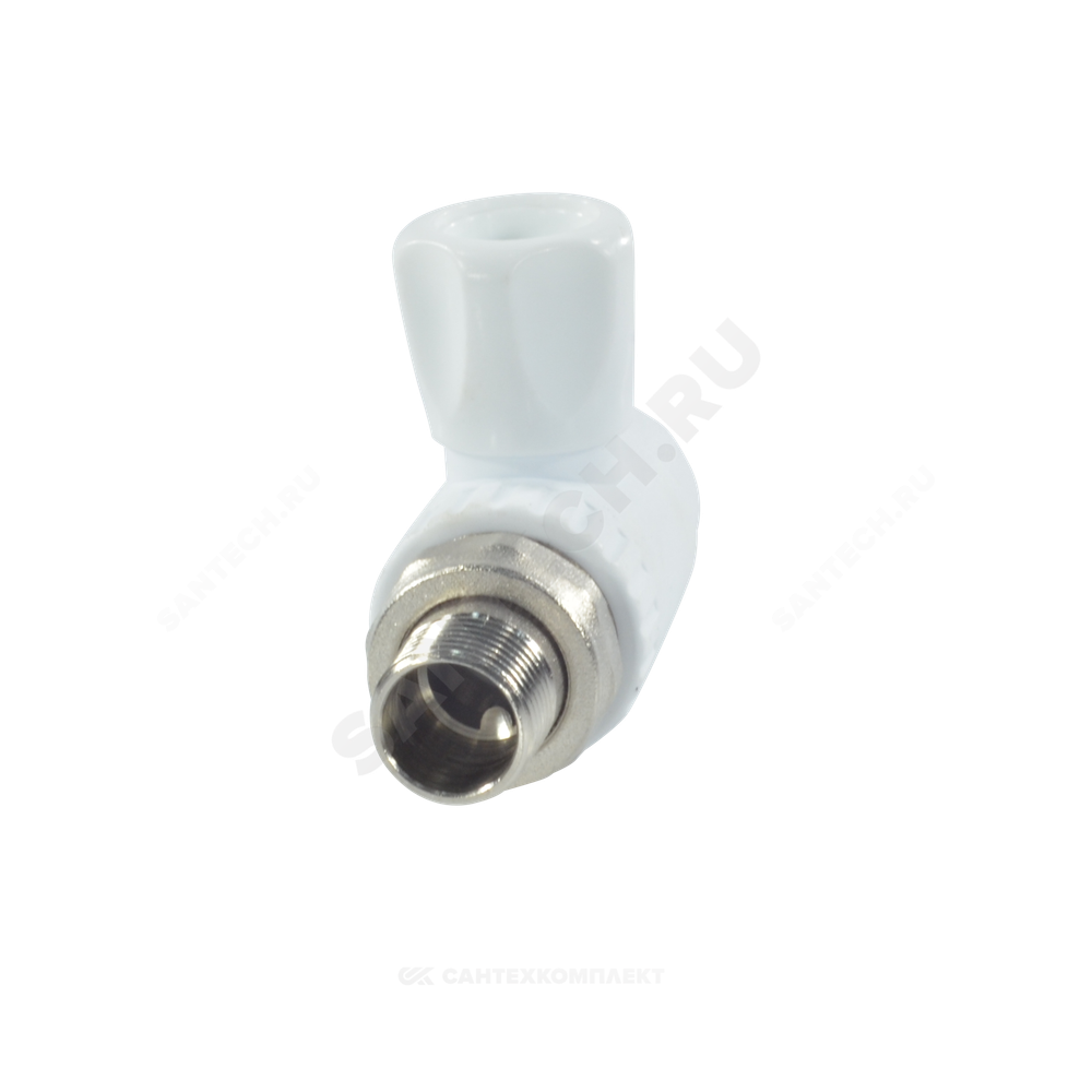 Кран шаровой PP-R белый Дн 20х1/2" НР прямой для радиатора RTP (РосТурПласт) 27853