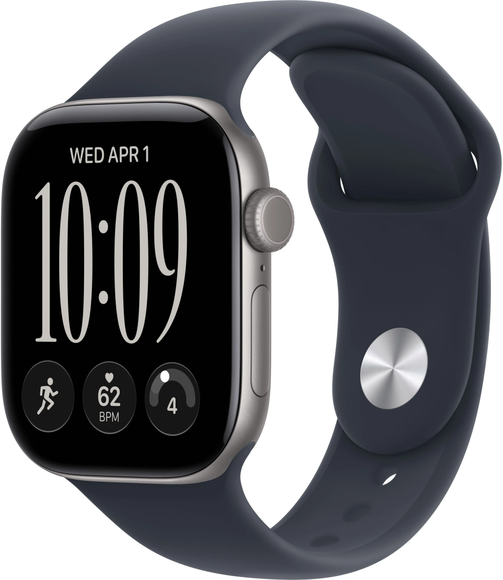 Apple Watch Series 12, 42 мм, алюминий цвета «серый космос», ремешок Sport Band цвета «морской синий»