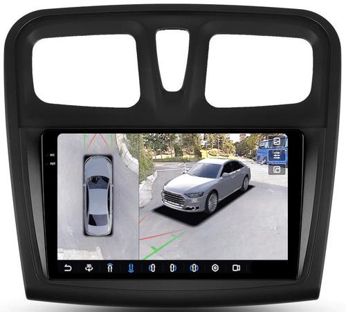 Магнитола для Renault Logan 2, Sandero 2 2014+ (рамка 9) - FarCar BX3051-9M-360 монитор 9.5" 2K QLED на Android 13, Быстрая, CarPlay, 4G SIM-слот, 4 камеры в комплекте