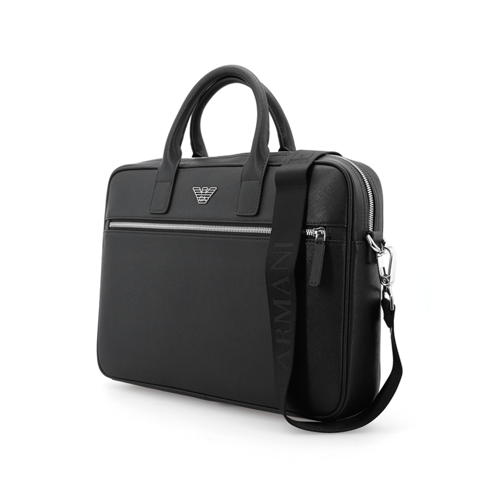 EMPORIO ARMANI Leather Briefcase, Shoulder Bag, Crossbody Bag, Handbag Men"s Black