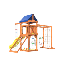 Детская площадка Fun Land с модулем сетка-рукоход, мини сеткой, подвесным креслом и качелями