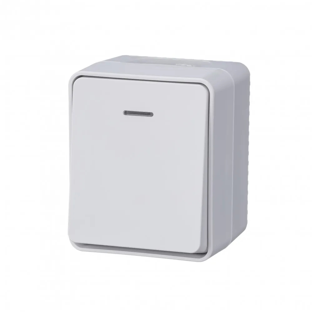 ATLASDESIGN PROFI IP54 О/У 1-клавишный ВЫКЛЮЧАТЕЛЬ с подсветкой, сх.1а, 10АХ, БЕЛЫЙ