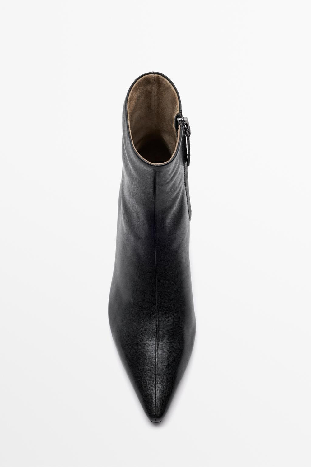 Massimo Dutti Кожаные ботильоны на низком каблуке, черный