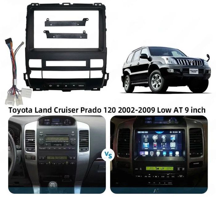 Магнитола для Toyota Land Cruiser Prado 120, Lexus GX470 (экран климата внизу, рамка 9") - Kuberg DUDU7 SF-9696-1 QLed+2K, Android 13, Быстрейшая, UIS7870 (DUDU7), CarPlay, SIM-слот